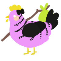 A lavender and sable chicken with a half-bar pattern