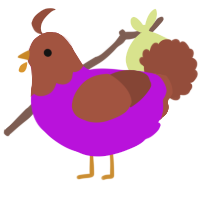 A amethyst and russet chicken with a head pattern