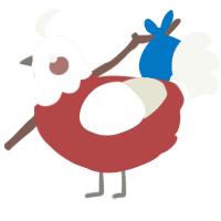 A red and white chicken with a head pattern