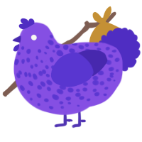 A blurple and indigo chicken with a speckle pattern