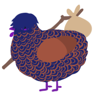 A navy and russet chicken with a double-lace pattern