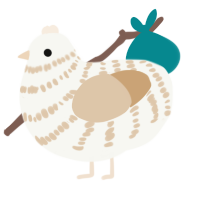A white and beige chicken with a bar pattern