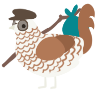 A white and brown chicken with a lace pattern