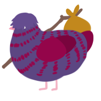 A overcast and maroon chicken with a bar pattern