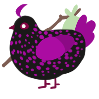 A sable and plum chicken with a speckle pattern