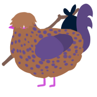 A brown and overcast chicken with a speckle pattern