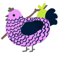 A lavender and tumblr chicken with a lace pattern