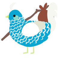 A cerulean and white chicken with a lace pattern
