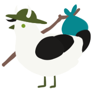 A white and sable chicken