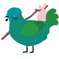 A teal and viridian chicken with a lace pattern