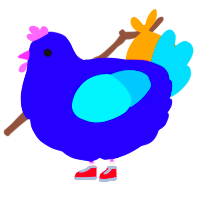 A indigo and cerulean chicken