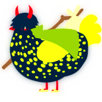 A tumblr and lime chicken with a speckle pattern
