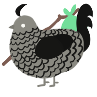 A ash and black chicken with a lace pattern
