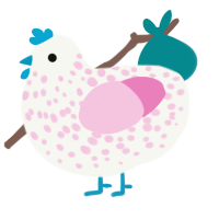 (unnamed), a white and pink chicken with a speckle pattern