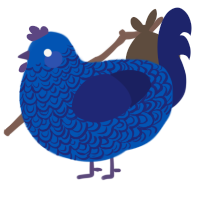 A ultramarine and navy chicken with a double-lace pattern