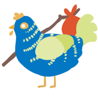 A sapphire and lemon chicken with a half-bar pattern