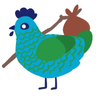 A cerulean and viridian chicken with a lace pattern