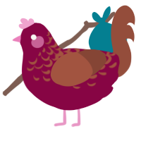 A maroon and russet chicken with a half-lace pattern
