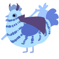A plum and yellow chicken with a bar pattern