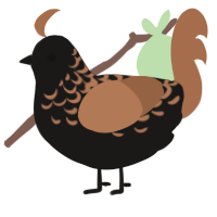 A sable and brown chicken with a half-lace pattern