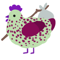 A gluppy and wine chicken with a speckle pattern