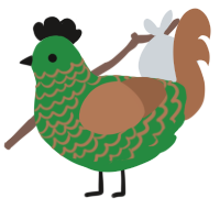 A viridian and brown chicken with a lace pattern