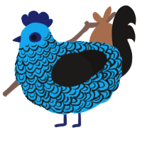 A sky and sable chicken with a double-lace pattern