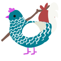 A sea and white chicken with a lace pattern