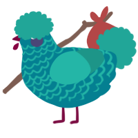 A sea and turquoise chicken with a lace pattern