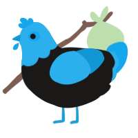 A sable and sky chicken with a head pattern