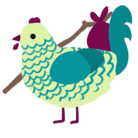 A apple and teal chicken with a lace pattern