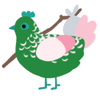 A viridian and rose chicken with a half-lace pattern