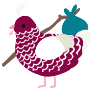 A maroon and white chicken with a lace pattern