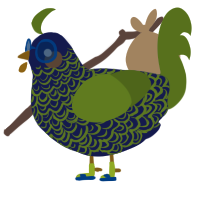 A navy and chartreuse chicken with a double-lace pattern