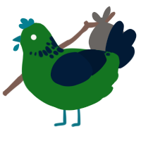 Rio, a leaf and tumblr chicken with a neck-speckle pattern