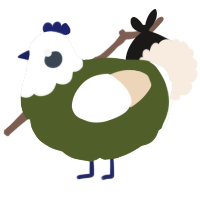 A olive and cream chicken with a head pattern