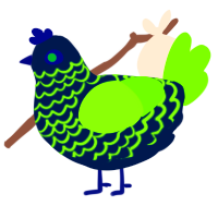 Glowstick, a tumblr and grass chicken with a lace pattern
