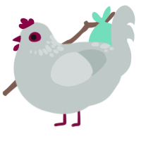 A silver chicken with a neck-speckle pattern