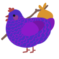 A indigo and violet chicken with a lace pattern