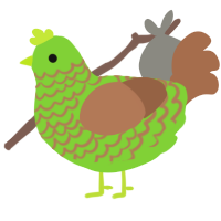 A grass and brown chicken with a lace pattern