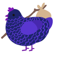 A navy and indigo chicken with a lace pattern