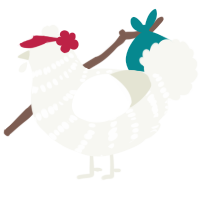 A white chicken with a bar pattern