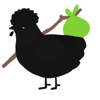 A black chicken with a head pattern