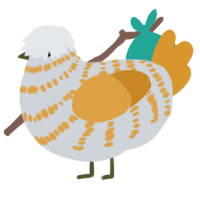 A mist and orange chicken with a bar pattern