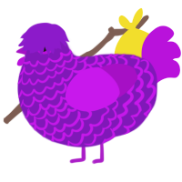 A violet and amethyst chicken with a lace pattern