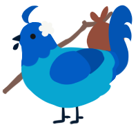 A cerulean and ultramarine chicken with a head pattern