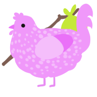 A lavender chicken with a speckle pattern