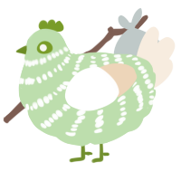 A gluppy and cream chicken with a bar pattern