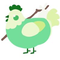 A spring and apple chicken with a head pattern