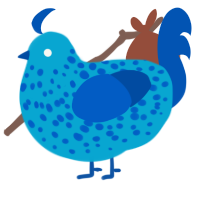 A cerulean and ultramarine chicken with a speckle pattern